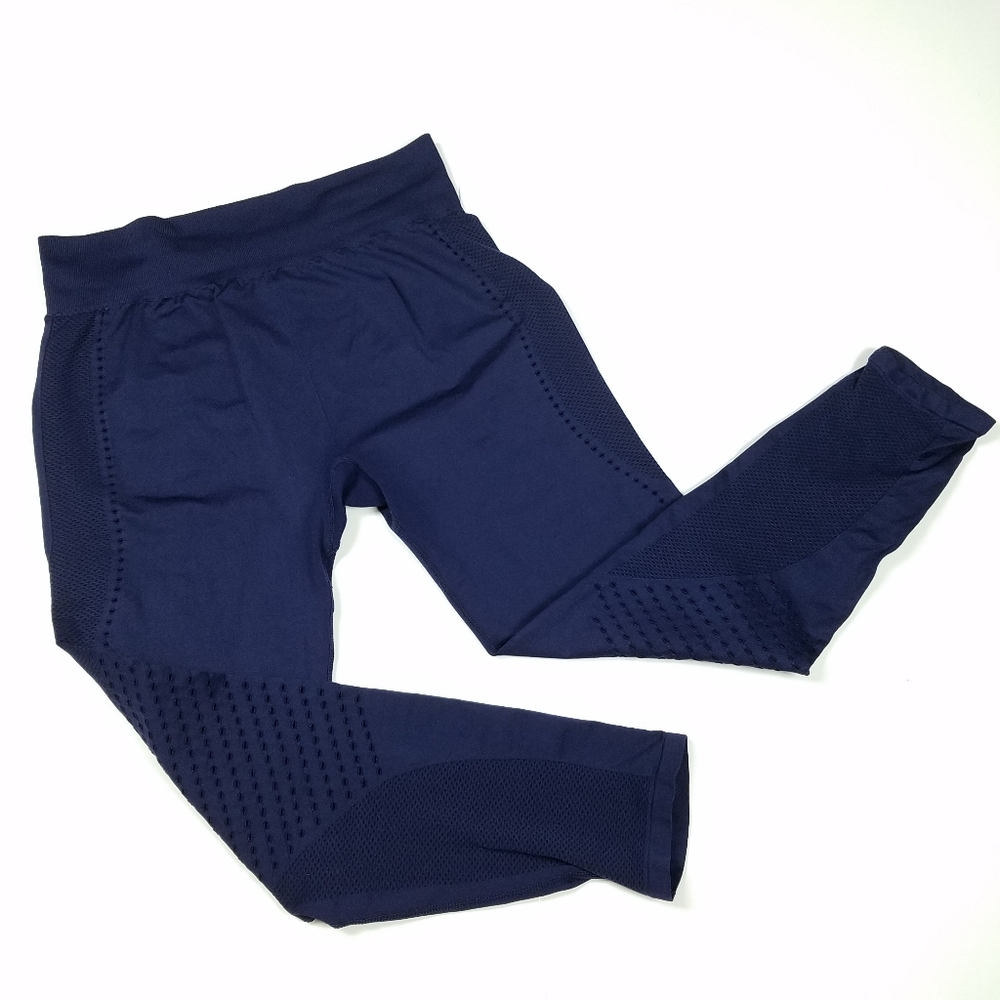 Fabletics high rise navy laser cut seamless large